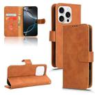 For iPhone 16 Pro Skin Feel Magnetic Flip Leather Phone Case(Brown) - 1