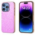 For iPhone 16 Pro Max Electroplating Frame Colorful Glitter Phone Case(Dark Pink) - 1