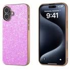 For iPhone 16 Plus Electroplating Frame Colorful Glitter Phone Case(Dark Pink) - 1