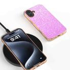 For iPhone 16 Plus Electroplating Frame Colorful Glitter Phone Case(Dark Pink) - 2