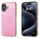 For iPhone 16 Plus Electroplating Frame Colorful Glitter Phone Case(Purple Pink) - 1