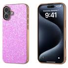 For iPhone 16 Electroplating Frame Colorful Glitter Phone Case(Dark Pink) - 1