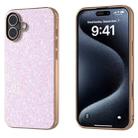 For iPhone 16 Electroplating Frame Colorful Glitter Phone Case(Glitter Pink) - 1