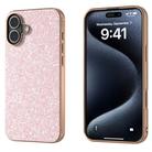 For iPhone 16 Electroplating Frame Colorful Glitter Phone Case(Pink) - 1