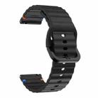 20mm Wave Pattern Stitched Silicone Watch Band(Black) - 3