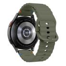 20mm Wave Pattern Stitched Silicone Watch Band(Army Green) - 2