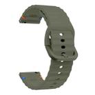 20mm Wave Pattern Stitched Silicone Watch Band(Army Green) - 3