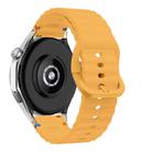 22mm Wave Pattern Stitched Silicone Watch Band(Yellow) - 2