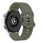 22mm Wave Pattern Stitched Silicone Watch Band(Army Green) - 2