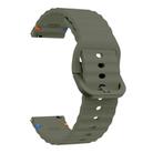 22mm Wave Pattern Stitched Silicone Watch Band(Army Green) - 3