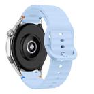 22mm Wave Pattern Stitched Silicone Watch Band(Light Blue) - 2