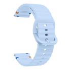 22mm Wave Pattern Stitched Silicone Watch Band(Light Blue) - 3