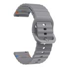 22mm Wave Pattern Stitched Silicone Watch Band(Dark Grey) - 3