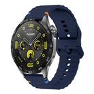 22mm Wave Pattern Stitched Silicone Watch Band(Midnight Blue) - 1