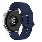 22mm Wave Pattern Stitched Silicone Watch Band(Midnight Blue) - 2