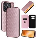 For Xiaomi 14T Pro Carbon Fiber Texture Flip Leather Phone Case(Pink) - 1