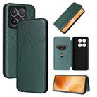 For Xiaomi 14T Pro Carbon Fiber Texture Flip Leather Phone Case(Green) - 1