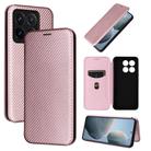 For Xiaomi 14T Carbon Fiber Texture Flip Leather Phone Case(Pink) - 1