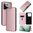 For Xiaomi 15 Carbon Fiber Texture Flip Leather Phone Case(Pink) - 1