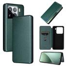 For Xiaomi 15 Carbon Fiber Texture Flip Leather Phone Case(Green) - 1