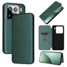 For Xiaomi 15 Pro Carbon Fiber Texture Flip Leather Phone Case(Green) - 1