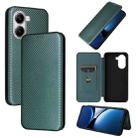For Xiaomi Poco X7 Pro / Redmi Turbo 4 Carbon Fiber Texture Flip Leather Phone Case(Green) - 1