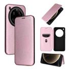 For Xiaomi 15 Ultra Carbon Fiber Texture Flip Leather Phone Case(Pink) - 1