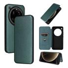 For Xiaomi 15 Ultra Carbon Fiber Texture Flip Leather Phone Case(Green) - 1