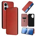 For Xiaomi Poco F7 5G Global Carbon Fiber Texture Flip Leather Phone Case(Brown) - 1