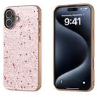 For iPhone 16 Plus Electroplating Frame Glitter Shockproof Phone Case(Gold Pink) - 1