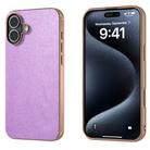 For iPhone 16 Plus Electroplating Frame Glitter Shockproof Phone Case(Purple) - 1