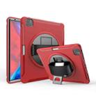 For iPad Pro 12.9 inch (2020) 360 Degree Rotation PC+TPU Protective Cover with Holder & Hand Strap & Pen Slot(Red) - 1