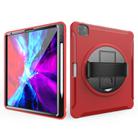 For iPad Pro 12.9 inch (2020) 360 Degree Rotation PC+TPU Protective Cover with Holder & Hand Strap & Pen Slot(Red) - 1