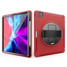 For iPad Pro 12.9 inch (2020) 360 Degree Rotation PC+TPU Protective Cover with Holder & Hand Strap & Pen Slot(Red) - 1