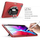 For iPad Pro 12.9 inch (2020) 360 Degree Rotation PC+TPU Protective Cover with Holder & Hand Strap & Pen Slot(Red) - 10