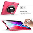 For iPad Pro 12.9 inch (2020) 360 Degree Rotation PC+TPU Protective Cover with Holder & Hand Strap & Pen Slot(Rose Red) - 10