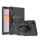 For Samsung Galaxy Tab S6 Lite 360 Degree Rotation PC+TPU Protective Cover with Holder & Hand Strap & Pen Slot(Black) - 1