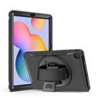 For Samsung Galaxy Tab S6 Lite 360 Degree Rotation PC+TPU Protective Cover with Holder & Hand Strap & Pen Slot(Black) - 2