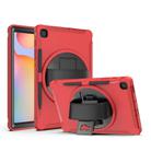 For Samsung Galaxy Tab S6 Lite 360 Degree Rotation PC+TPU Protective Cover with Holder & Hand Strap & Pen Slot(Red) - 1