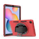 For Samsung Galaxy Tab S6 Lite 360 Degree Rotation PC+TPU Protective Cover with Holder & Hand Strap & Pen Slot(Red) - 2