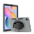 For Samsung Galaxy Tab S6 Lite 360 Degree Rotation PC+TPU Protective Cover with Holder & Hand Strap & Pen Slot(Gray) - 2