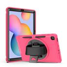 For Samsung Galaxy Tab S6 Lite 360 Degree Rotation PC+TPU Protective Cover with Holder & Hand Strap & Pen Slot(Rose Red) - 2