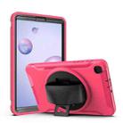 For Samsung Galaxy Tab A 8.4 (2020) T307 360 Degree Rotation PC+TPU Protective Cover with Holder & Hand Strap & Pen Slot(Rose Red) - 2