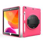 For iPad 10.2 360 Degree Rotation PC+TPU Protective Cover with Holder & Hand Strap & Pen Slot(Rose Red) - 2