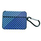 For AirPods Pro 2 Carbon Fibre Texture PU Earbuds Box PC Case with Hook(Dark Blue) - 1