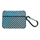 For AirPods Pro 2 Carbon Fibre Texture PU Earbuds Box PC Case with Hook(Sky Blue) - 1