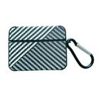 For AirPods Pro Carbon Fibre Texture PU Earbuds Box PC Case with Hook(Grey) - 1