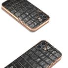 For iPhone 16 Plus ABEEL Electroplating Frame Crocodile Texture Genuine Leather Phone Case(Black) - 3