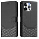 For iPhone 16 Pro Max Honeycomb Embossing RFID Leather Phone Case(Black) - 2