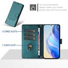 For iPhone 16 Pro Max Honeycomb Embossing RFID Leather Phone Case(Peacock Green) - 3